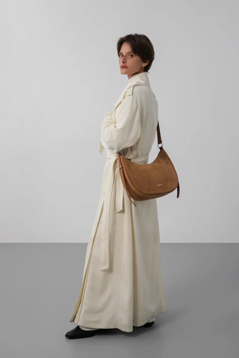 Grand Sac Besace Lancaster Suède 480-082 : Cuir Velours