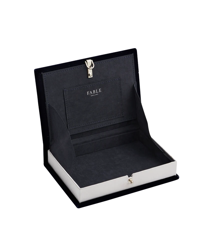 Marianne Midnight Garden Embroidered Book Box in Navy Velvet
