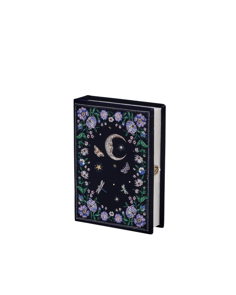 Marianne Midnight Garden Embroidered Book Box in Navy Velvet