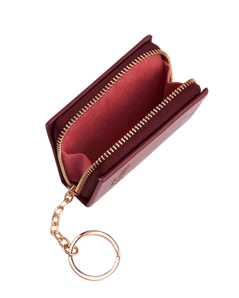 Meadow Print Book Clip On Coin Purse in Burgundy