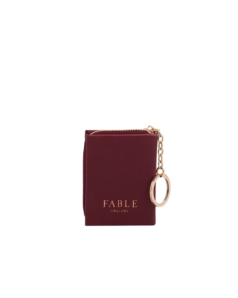 Meadow Print Book Clip On Coin Purse in Burgundy