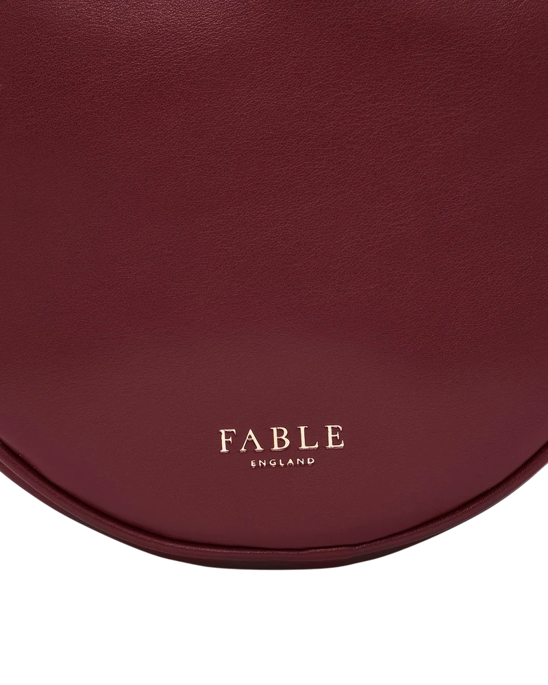 Chloe Owl Embroidered Circle Bag in Burgundy