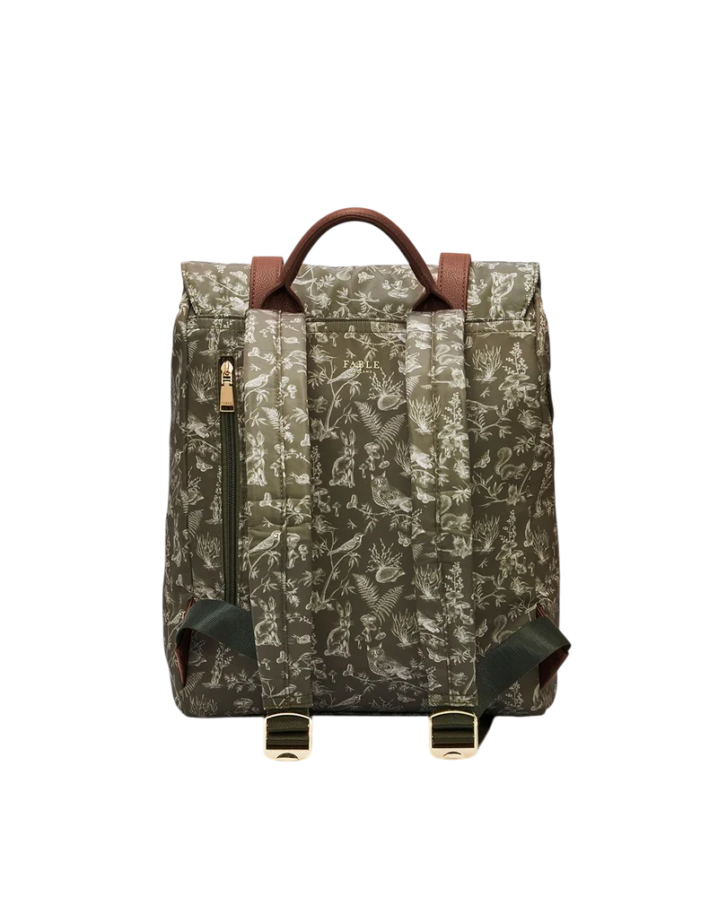 Flora Orla Scene Print Backpack in Khaki