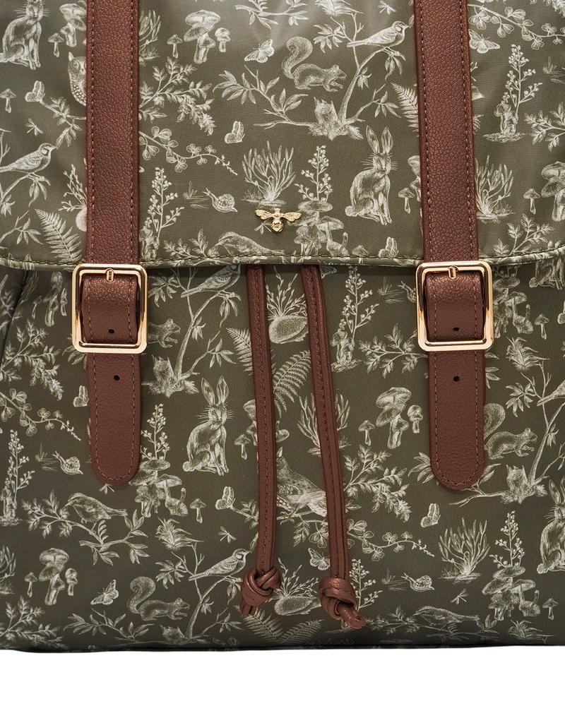 Flora Orla Scene Print Backpack in Khaki