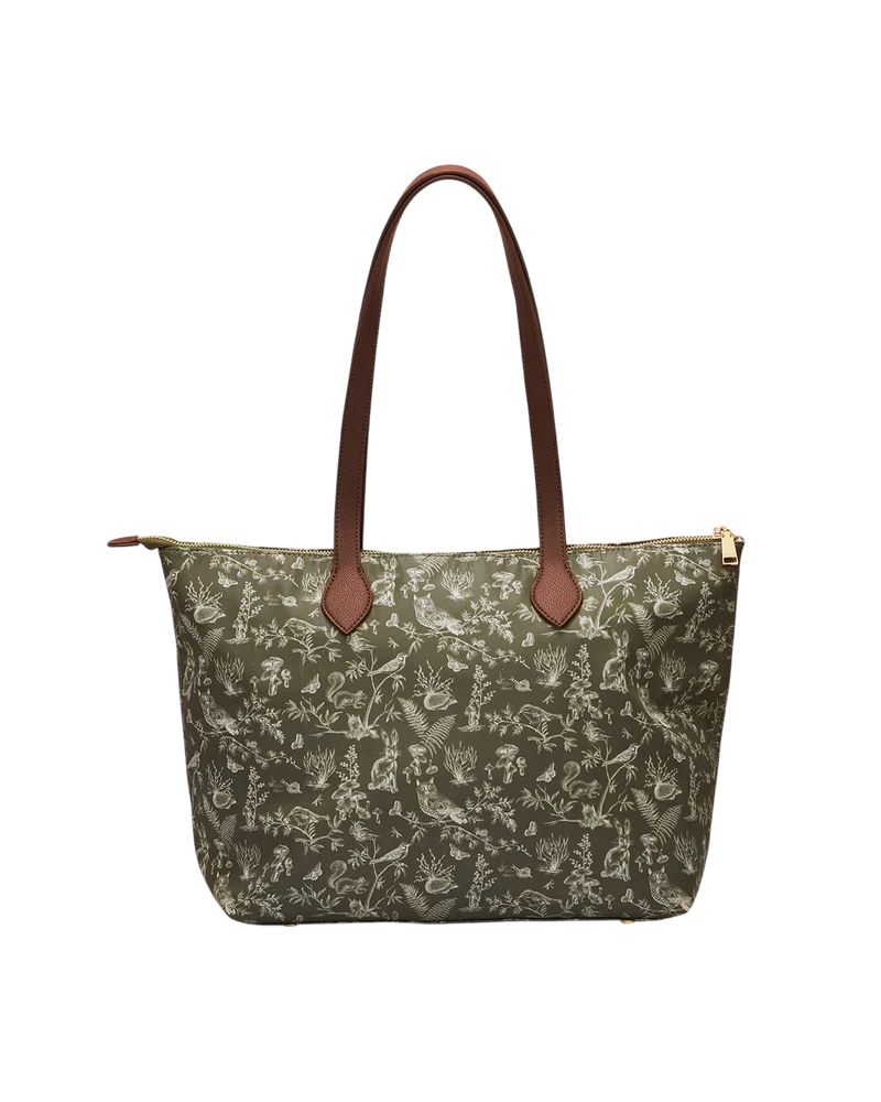Edith Orla Scene Print Tote Bag in Khaki