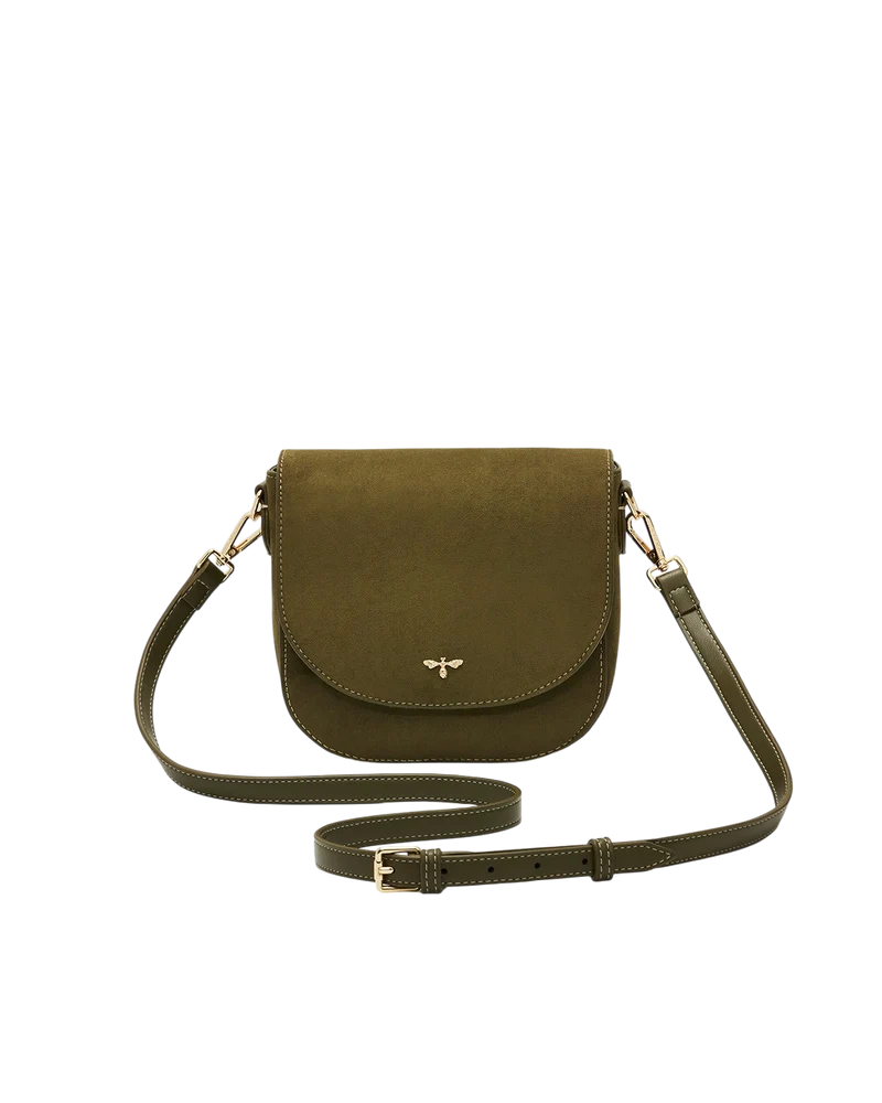 Beth Faux Suede Saddle Bag in Khaki