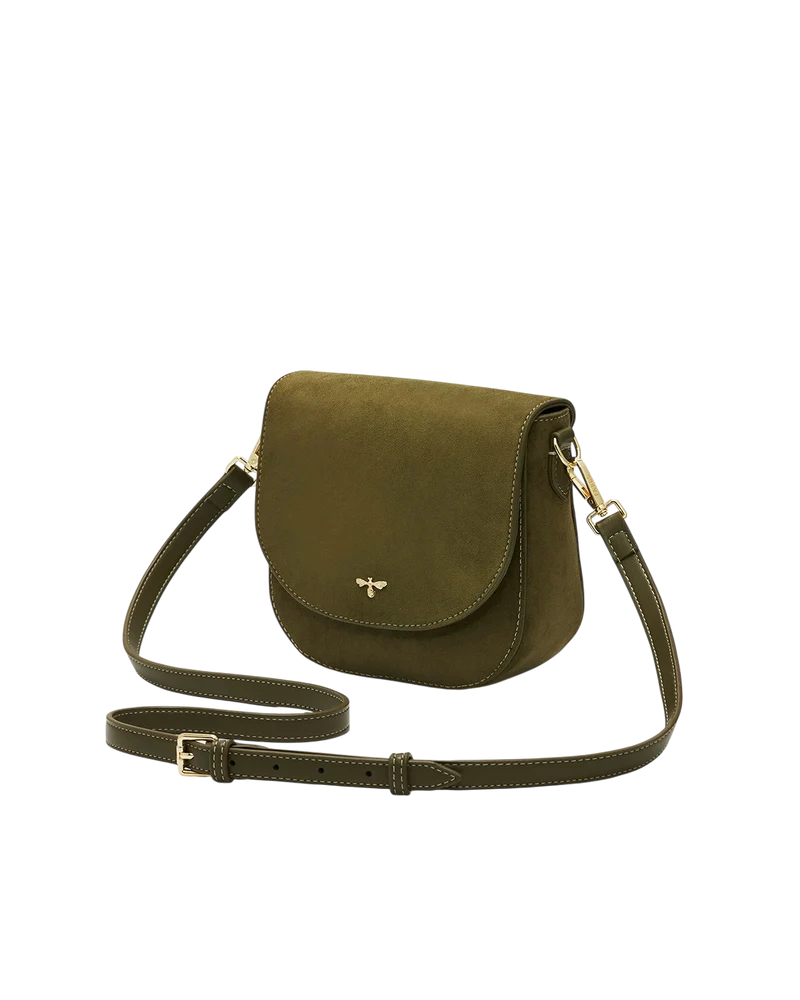 Beth Faux Suede Saddle Bag in Khaki