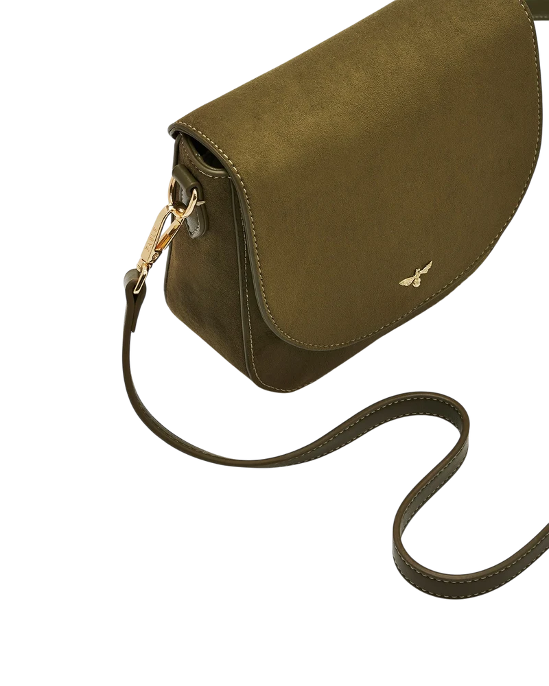 Beth Faux Suede Saddle Bag in Khaki