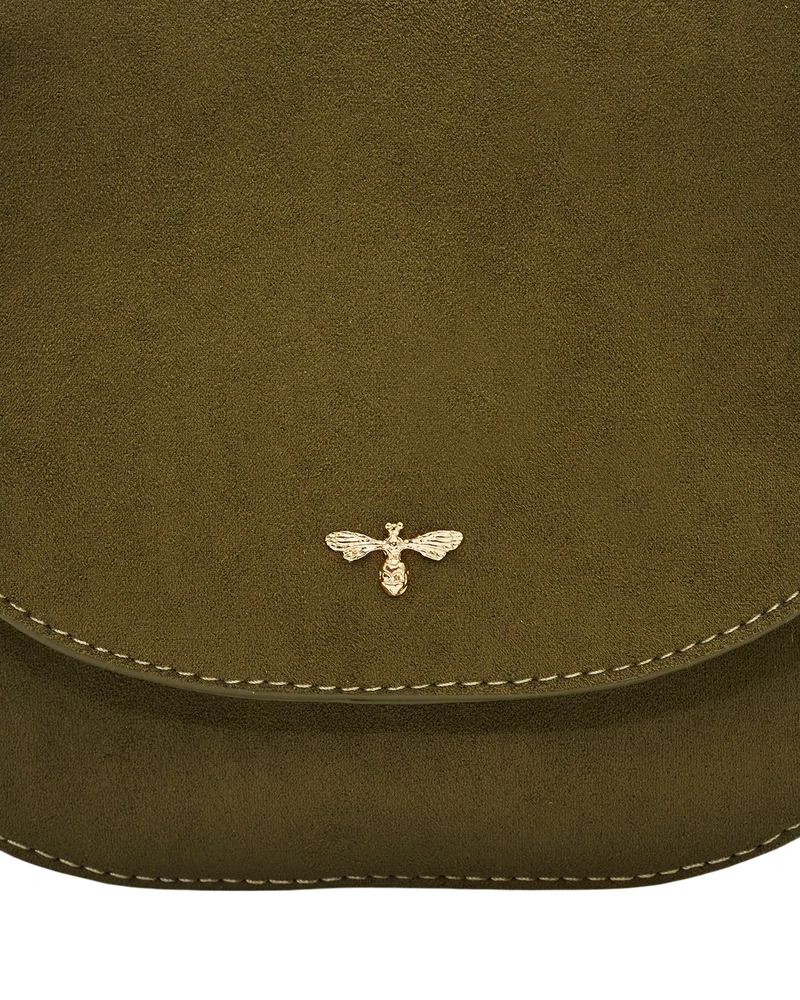 Beth Faux Suede Saddle Bag in Khaki