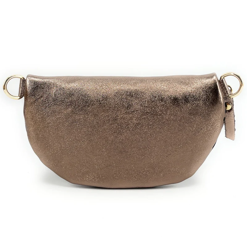 Sac banane en cuir irisé LOU-DO JUNGLE Léopard champagne