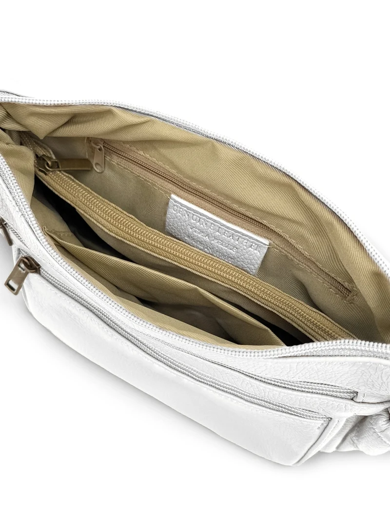 Sac à main en cuir grainé BROOKLYN Blanc