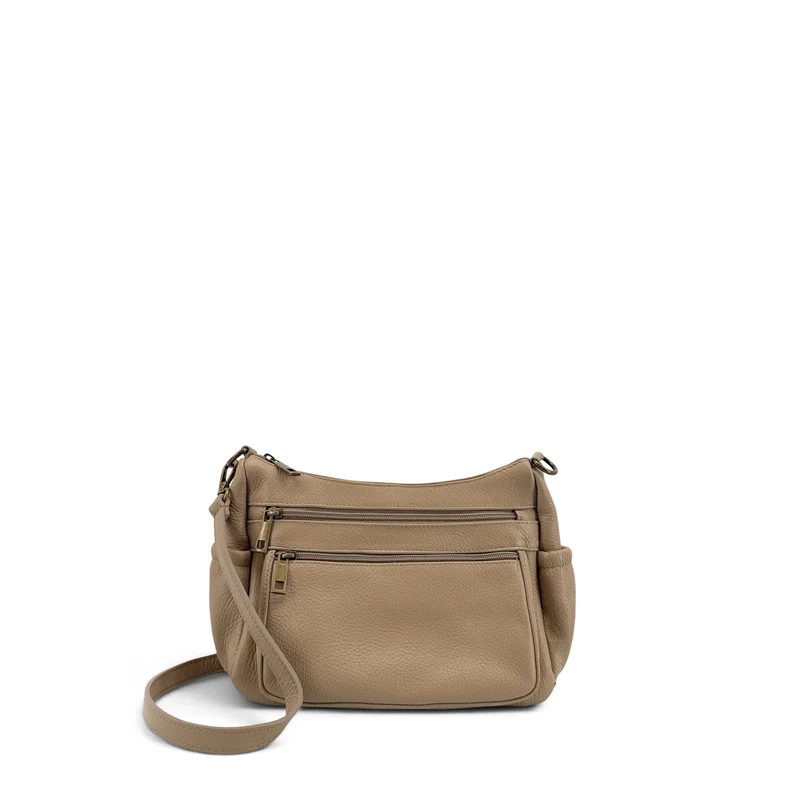 Sac à main en cuir grainé BROOKLYN Taupe