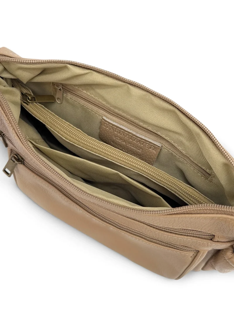 Sac à main en cuir grainé BROOKLYN Taupe