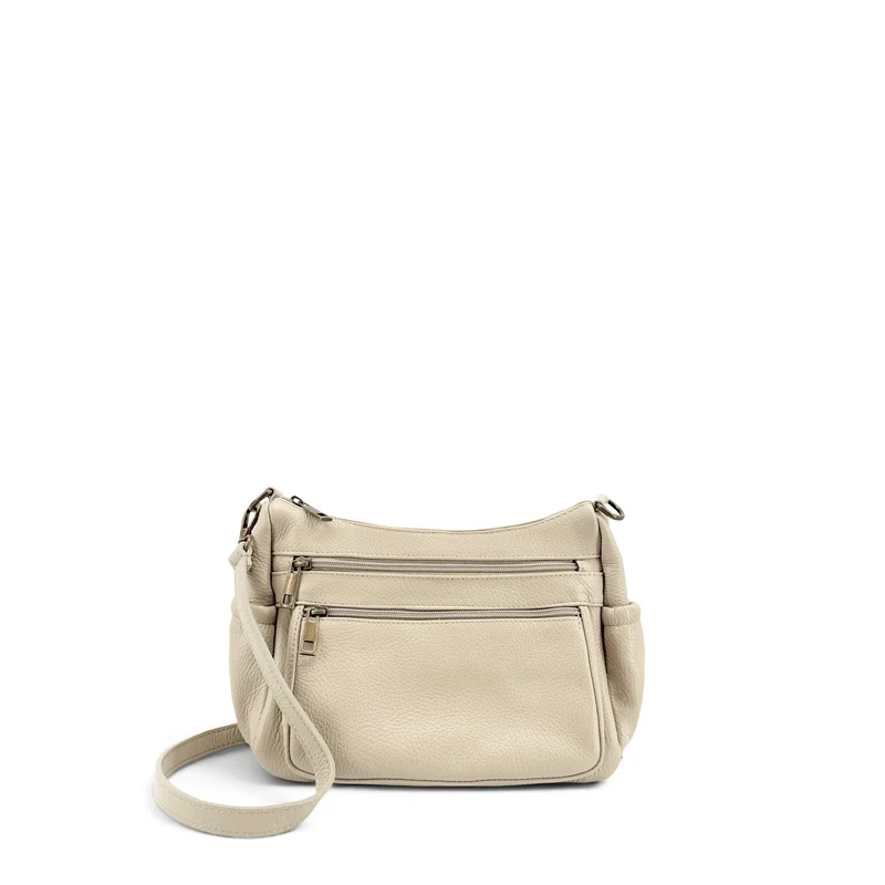 Sac à main en cuir grainé BROOKLYN Beige crème