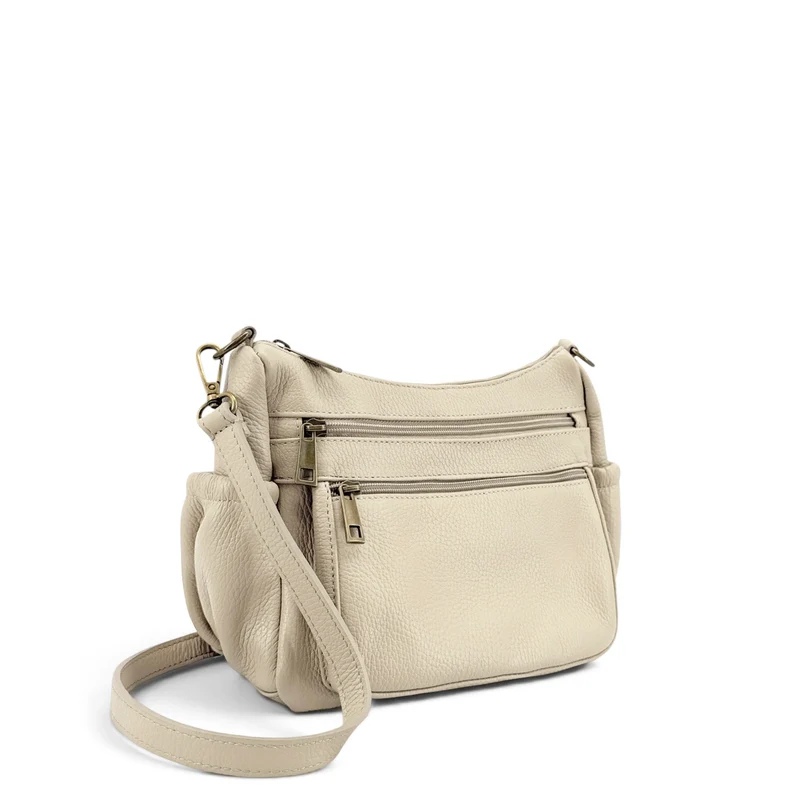 Sac à main en cuir grainé BROOKLYN Beige crème
