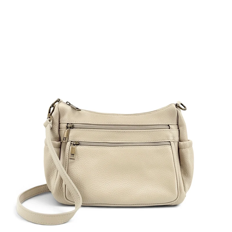 Sac à main en cuir grainé BROOKLYN Beige crème