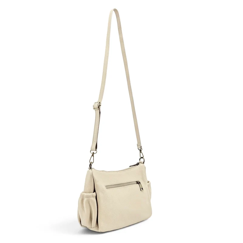 Sac à main en cuir grainé BROOKLYN Beige crème