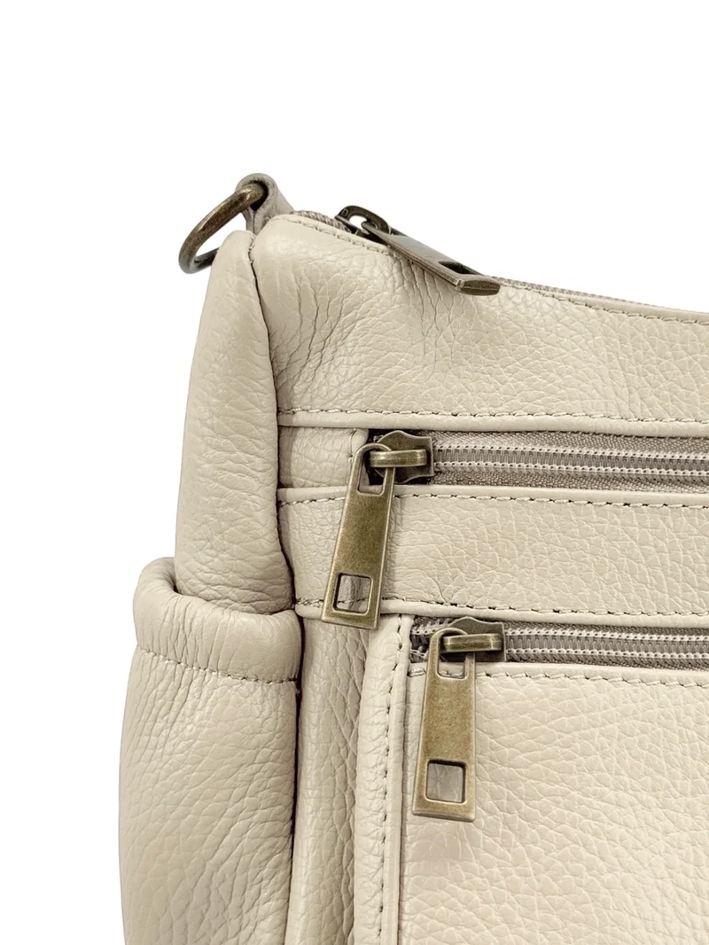 Sac à main en cuir grainé BROOKLYN Beige crème