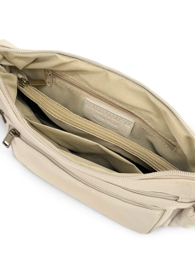 Sac à main en cuir grainé BROOKLYN Beige crème