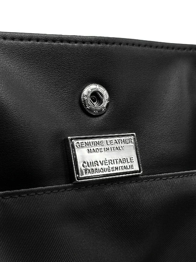 Grand sac cabas en daim et cuir lisse EMMA Bleu marine