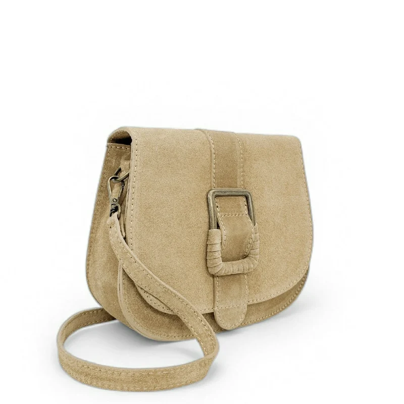 Sac besace en cuir daim ENID Beige crème