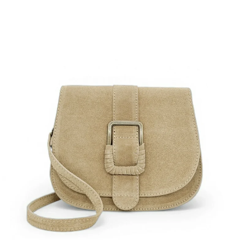Sac besace en cuir daim ENID Beige crème