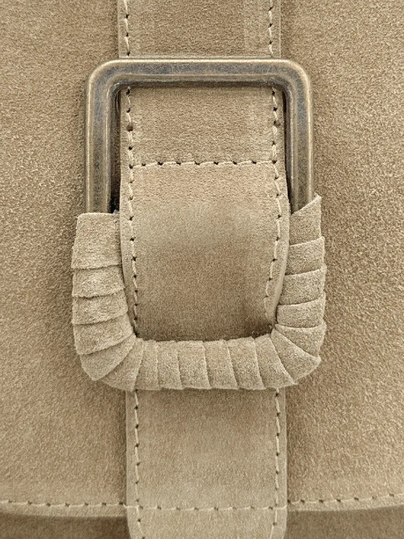 Sac besace en cuir daim ENID Beige crème