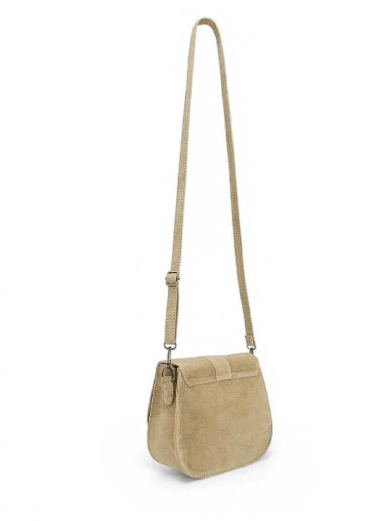 Sac besace en cuir daim ENID Beige crème