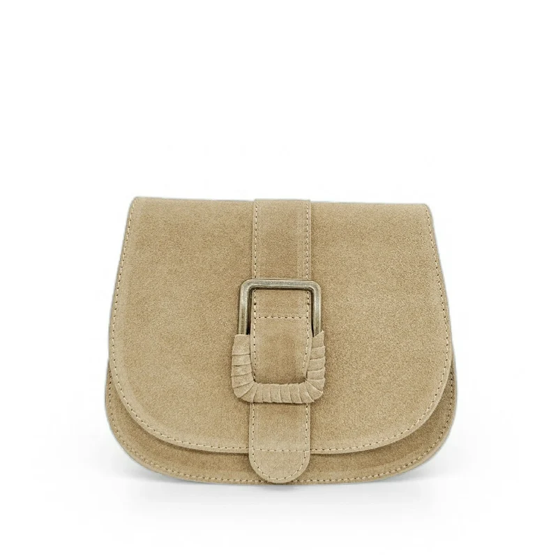 Sac besace en cuir daim ENID Beige crème