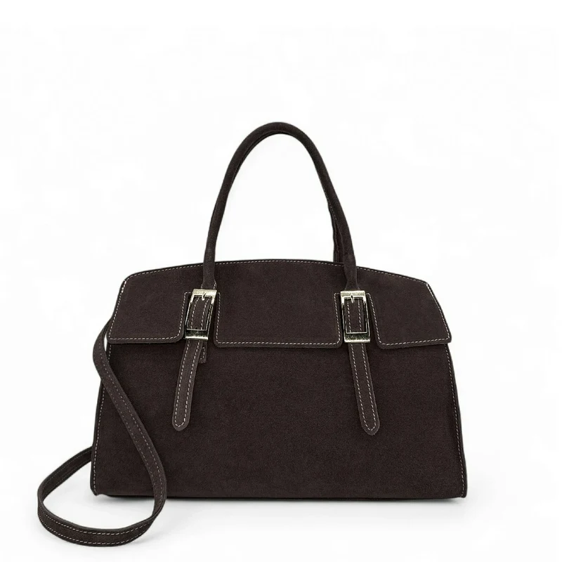 Sac bowling en daim WHAT'S UP Marron chocolat