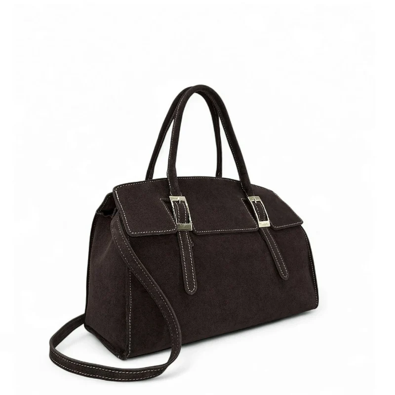 Sac bowling en daim WHAT'S UP Marron chocolat