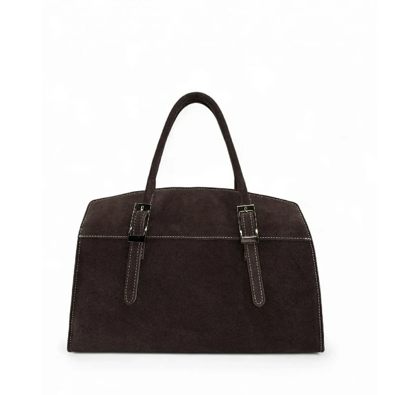 Sac bowling en daim WHAT'S UP Marron chocolat