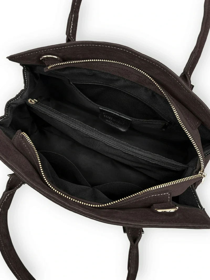 Sac bowling en daim WHAT'S UP Marron chocolat