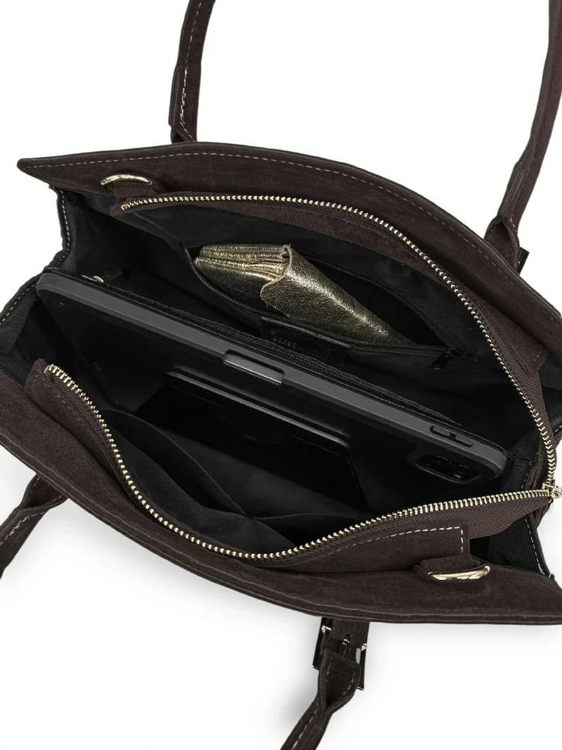 Sac bowling en daim WHAT'S UP Marron chocolat