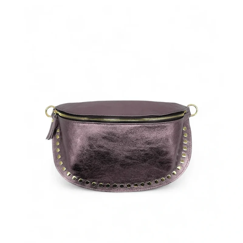 Sac banane en cuir irisé LOU PANADAS Chocolat givré
