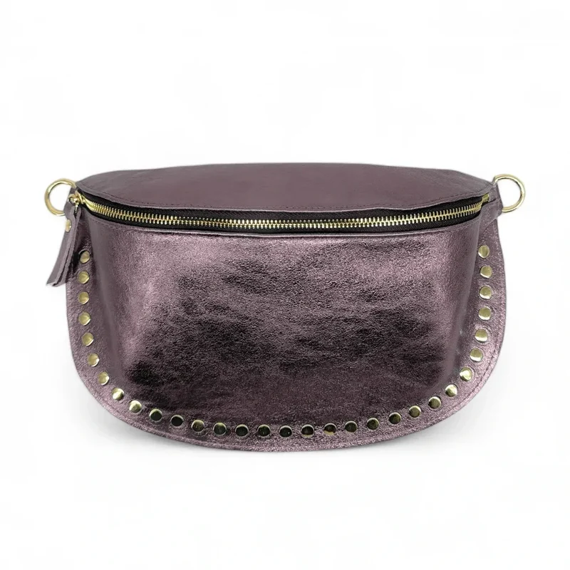 Sac banane en cuir irisé LOU PANADAS Chocolat givré