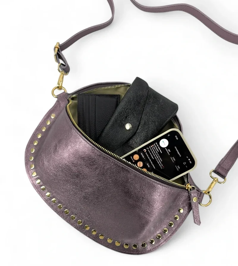 Sac banane en cuir irisé LOU PANADAS Chocolat givré