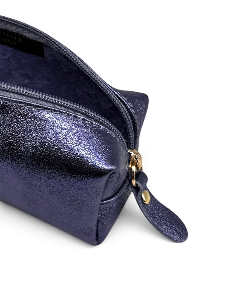Trousse en cuir irisé TICTOC GLOW Bleu nuit étoilée