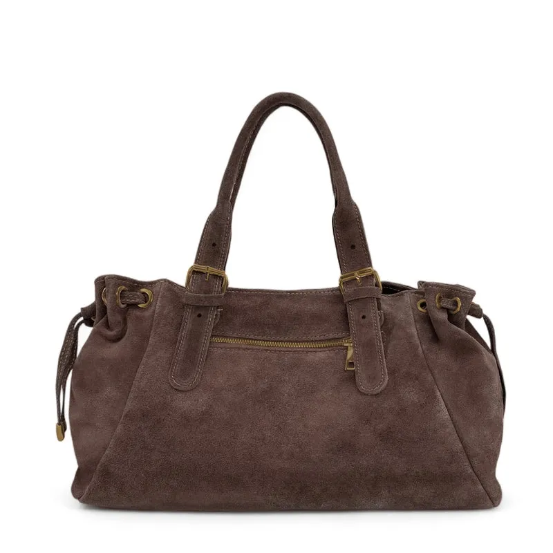 Sac bowling en daim PRINCESSE SUEDE XL BRASS Marron moka