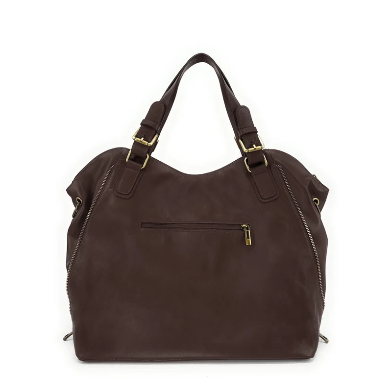 Sac porté épaule en cuir lisse CAMELIA Marron chocolat