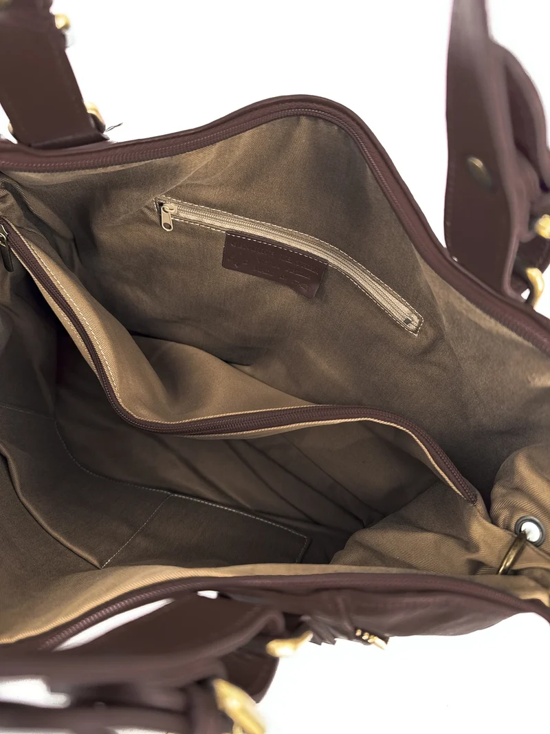 Sac porté épaule en cuir lisse CAMELIA Marron chocolat