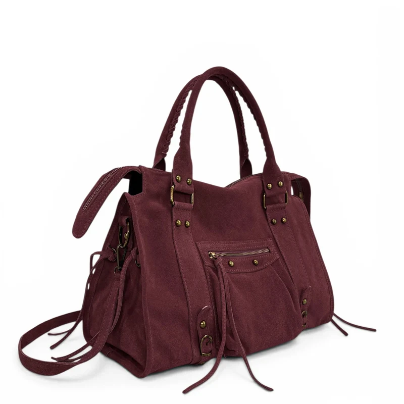 Sac à main en daim STORM SUEDE Bordeaux