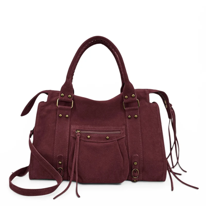 Sac à main en daim STORM SUEDE Bordeaux