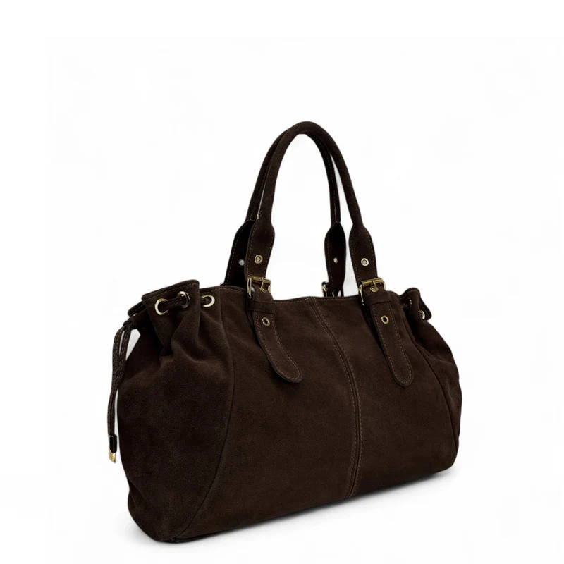 Sac bowling en daim PRINCESSE SUEDE XL Marron Cacao