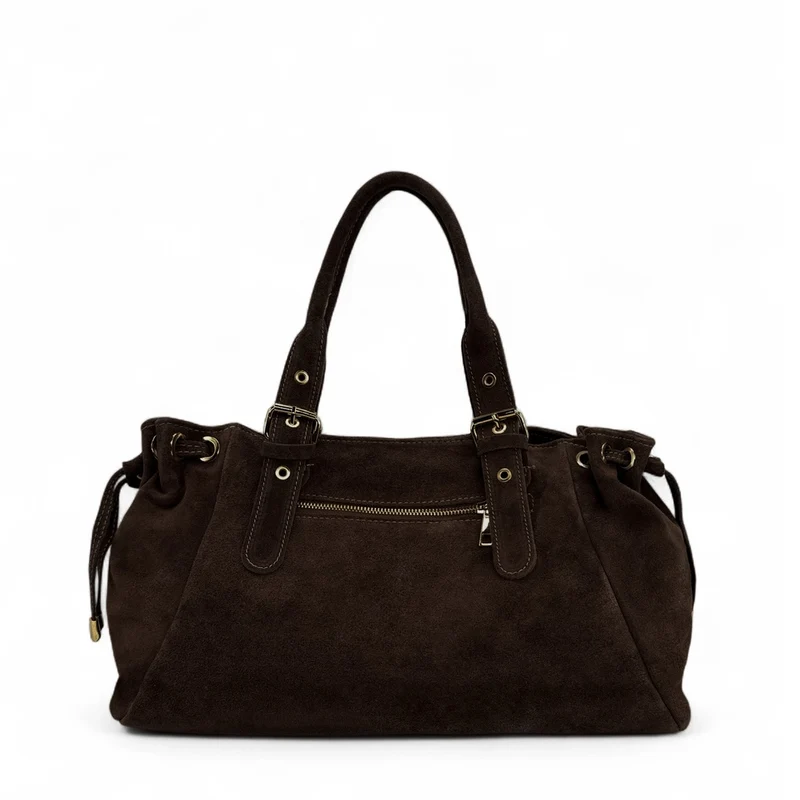 Sac bowling en daim PRINCESSE SUEDE XL Marron Cacao
