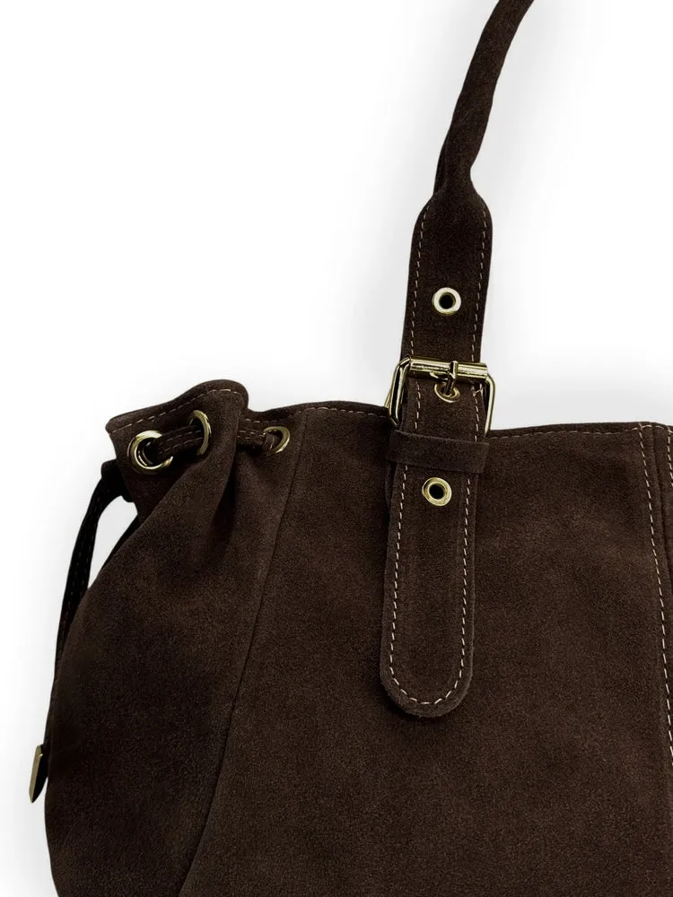 Sac bowling en daim PRINCESSE SUEDE XL Marron Cacao