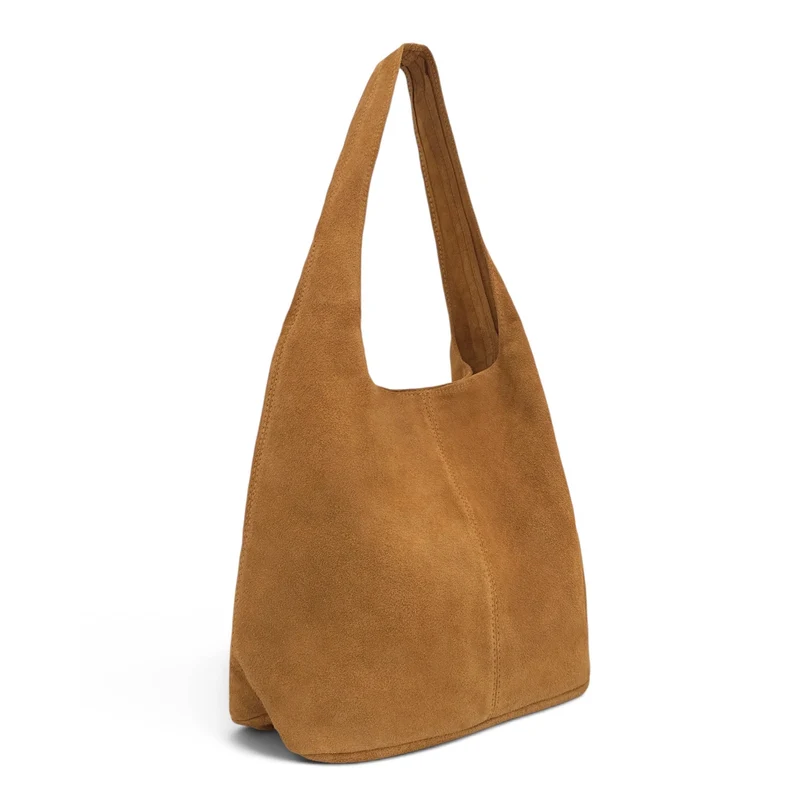 Sac à main de forme HOBO en daim EVA Marron camel clair
