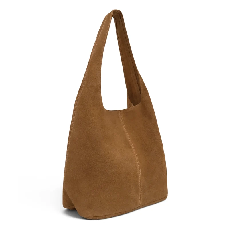 Sac à main de forme HOBO en daim EVA Marron terre d'ombre