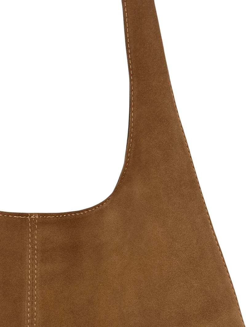 Sac à main de forme HOBO en daim EVA Marron terre d'ombre