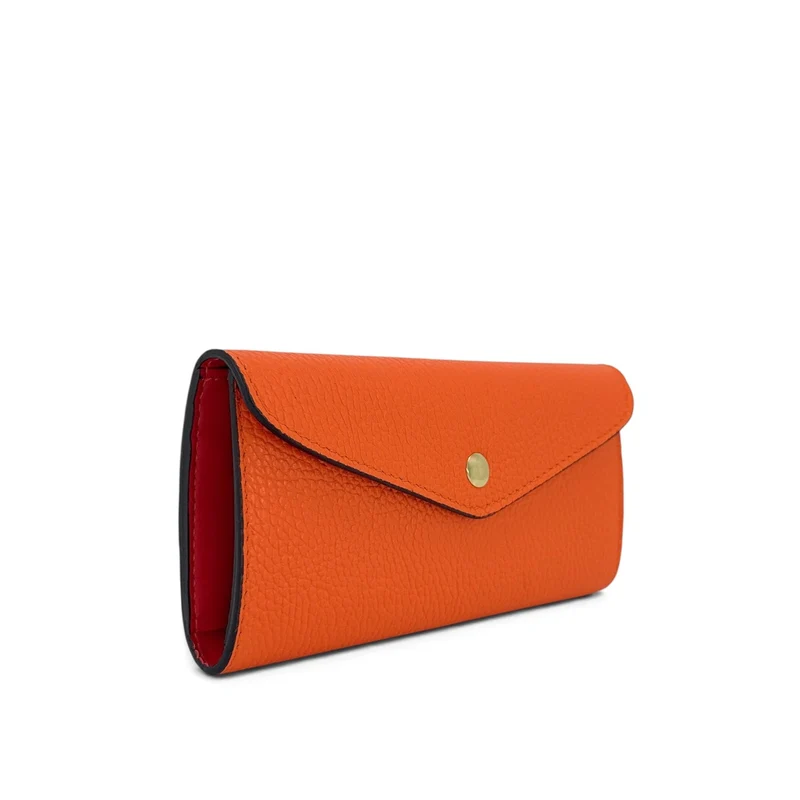 Pochette portefeuille en cuir grainé CLELIA Orange